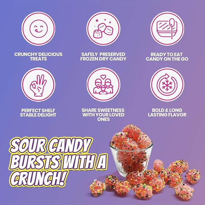 Bliss Life Freeze Dried Gummy Clusters Fruit Candy from TikTok, ASMR Crunchy Candy, Sweet and Sour Kids Snacks, Unique Novelty Snack for Kids 3OZ
