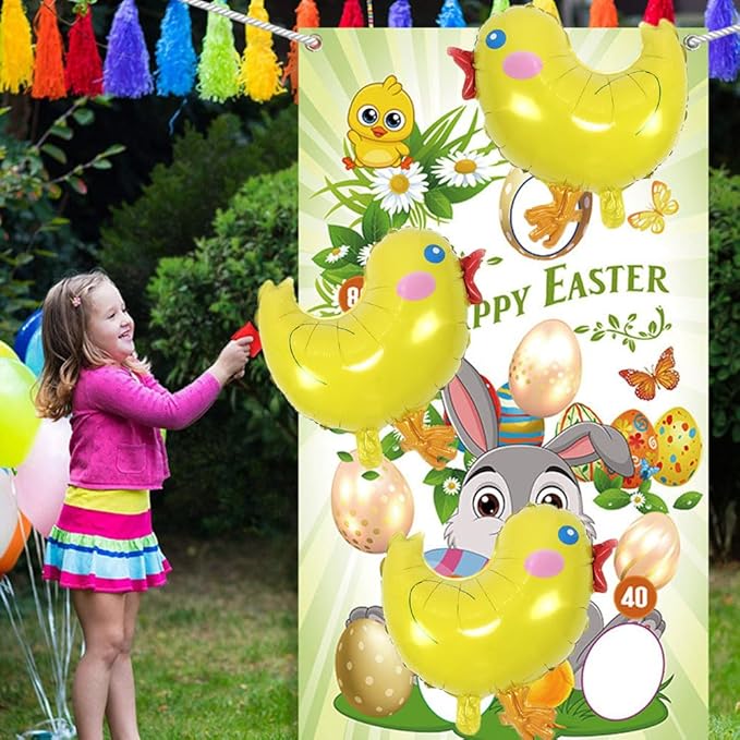 Chicken Balloons Easter Balloons Yellow Chick Foil Balloon for Easter Party Decorations Themed Party Shower Chicken Birthday Party Decorations Decor Supplies Party Balloon Set 3pcs