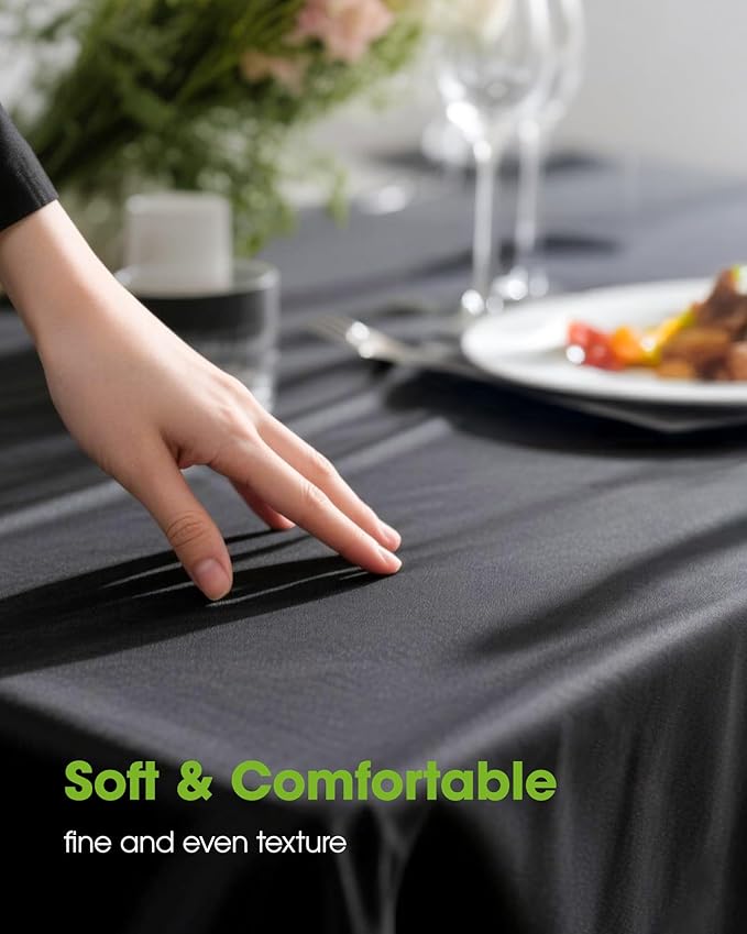 Pureegg Rectangle Table Cloth 60" x 84" – Durable Polyester Tablecloth Offers Reusable & Washable Protection, Ideal for Outdoor Party, Picnic, Wedding, Banquet and Birthday, 3 Pack, Black