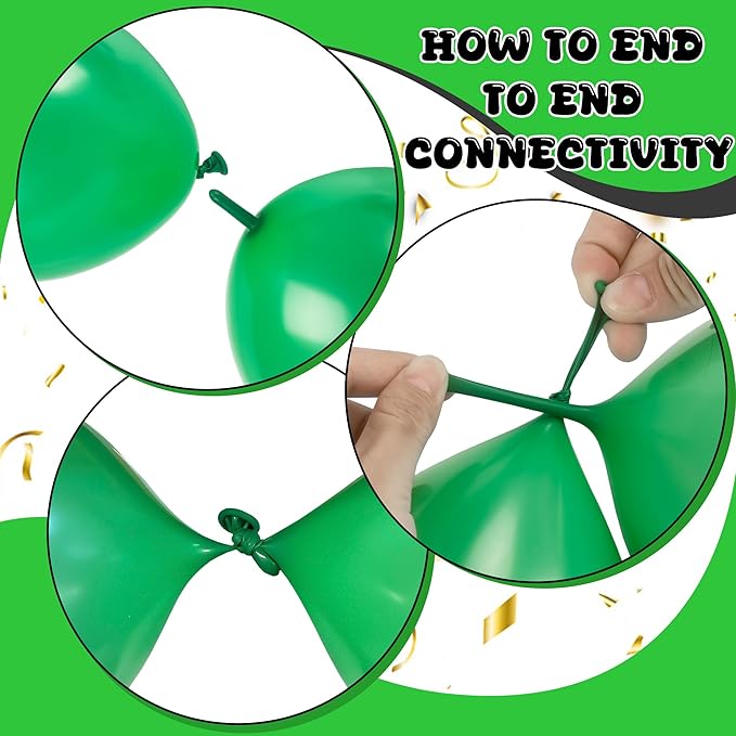 Link Balloons 6 Inch - 100 Pcs Quick Link Balloon Latex Linking Balloons Connected Linkable Balloon Birthday Wedding Party Decorations(Green)