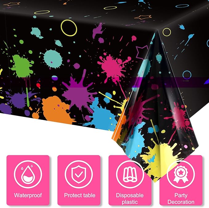 Glow Party Table Covers Neon Plastic Tablecloths 108 x 54 Inch Disposable Neon Glow Table Cloths for Black Light Birthday Party Supplies Decorations(10 Pieces)