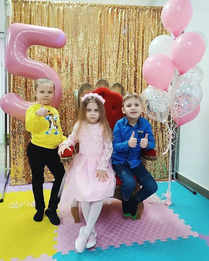 Pearlescent Pink 5 Balloon, Number Balloons 40 Inch, 5th Birthday Balloon Decorations, Pastel Pink Party Supplies, 5 Number Balloons, Number 5 Balloon