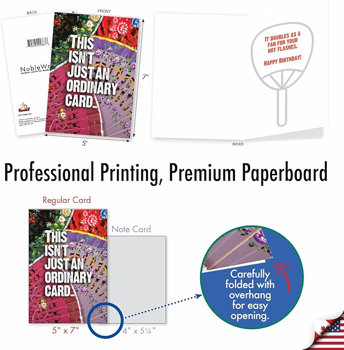 NobleWorks - 1 Funny Happy Birthday Notecard - Old Woman Humor Greeting Card with Envelope - No Ordinary Card C3511BDG