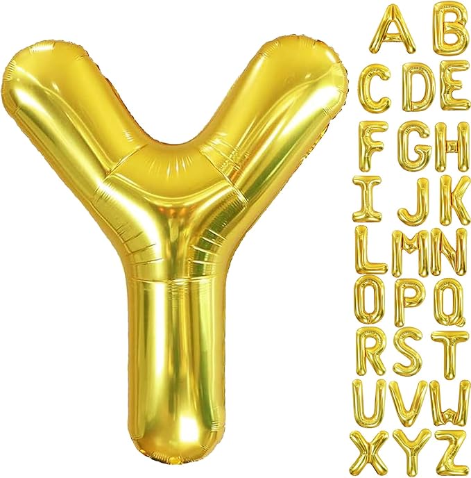 40 Inch Letter Foil Balloons Gold for Graduation, Birthday, Wedding Decorations Jumbo Photo Backdrops Big Alphabet Y