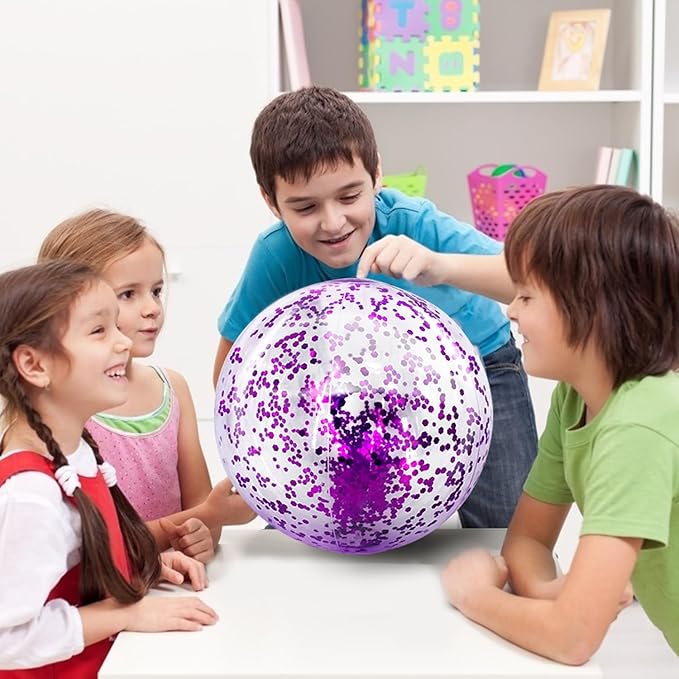 12 Pack Inflatable Beach Balls Bulk - 16" Glitter Beach Ball Pool Toys for Summer Beach Pool Party, Swimming Pool Game Water Beach Toys Kids Halloween Pool Party Favor Decorations Blow Up Beach Ball