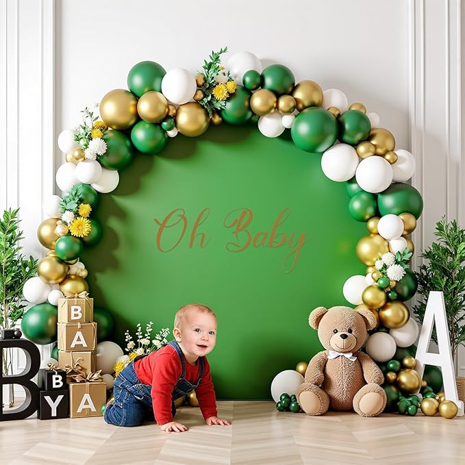 Gallety 7.2FT Sage Green Round Backdrop Cover with Size Adjuster & 4 Metal Clips, Universal Fit for 5ft-7.2ft Circle Stand, Polyester Fabric Arch Backdrop Cover for Wedding, Birthday Party Decor