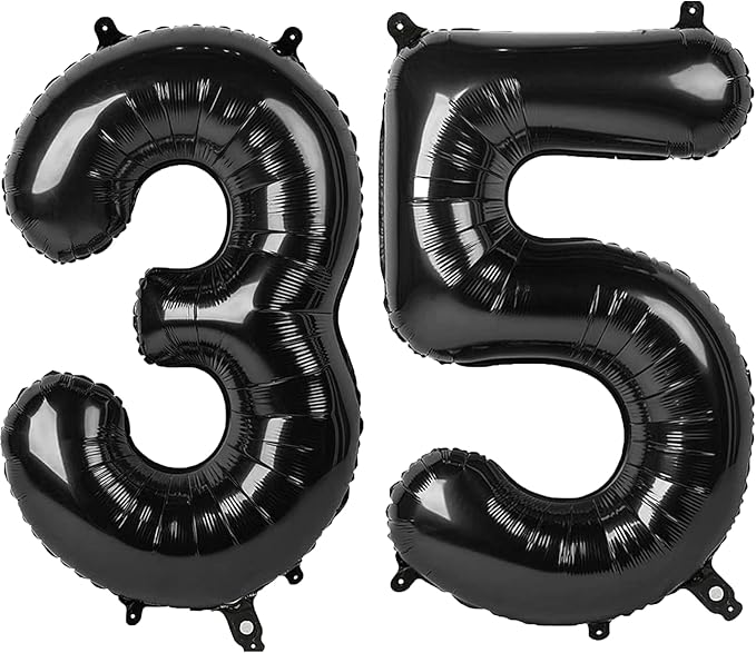 40 Inch Black Number 35 Digital Balloon,Jumbo Mylar Foil Helium Balloon for 35 Balloons for Birthday Party,Wedding Anniversary Party Decorations
