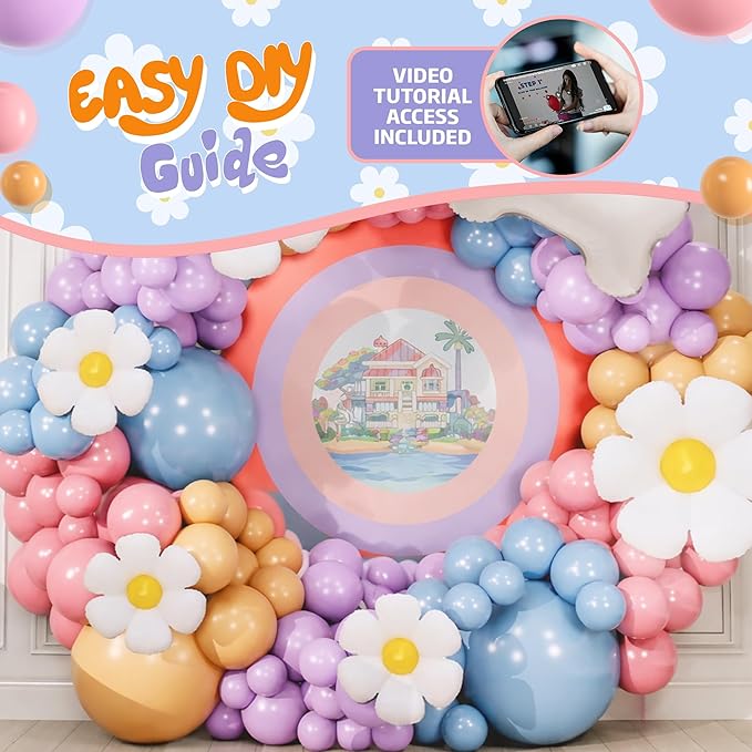 ALL-IN-1 Blue Balloon Arch Kit with BONUS Bone & Daisy Balloons for Birthday Decoration Girl - Pastel Balloons Garland for Blue Party Decorations & Party Supplies - Puppy Party Decorations