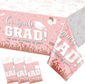3 Pack Graduation Tablecloth Party Decorations, Class of 2026 Congrats Grad Plastic Tablecover Party Supplies, Pink Rectangle Graduation Table Decorations for College High School Party, 54 x 108 Inch