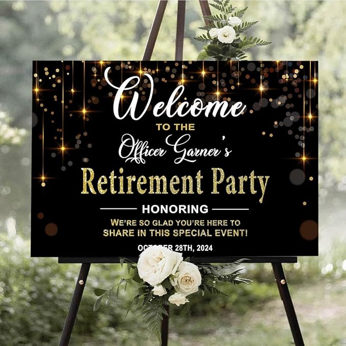 Personalized Retirement Yard Sign, Personalized Lawn Decoration for Happy Retirement Celebration, Outdoor Welcome Board for Party Entrance, Event Decor for Coworker Farewell Party, 12x18 Inch #1