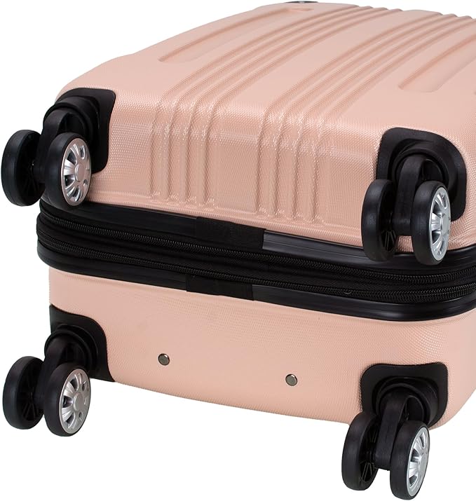 Rockland London Hardside 3 Piece Expandable Spinner Wheel Luggage Set, (20"/24"/28"), Champagne