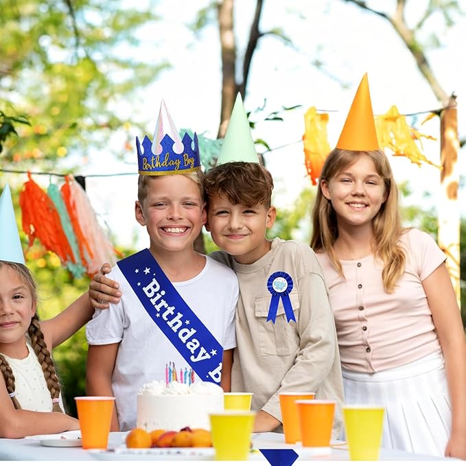 Birthday Boy Crown Party Set Birthday Boy Hat King Crown Party Dress-Up Accessory Supplies for BirthdayParty Decoration