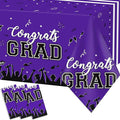 chiazllta Graduation Party Decorations Gongrats Grad Tablecover Graduation Tablecloths for 2025 Graduation Party Supplies Class of 2025 Party Supplies Large Size Plastic 54"x108" （Purple）