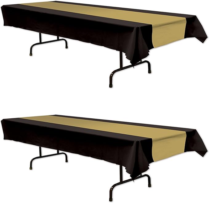 Beistle Black and Gold Plastic Tablecover Pack of 2
