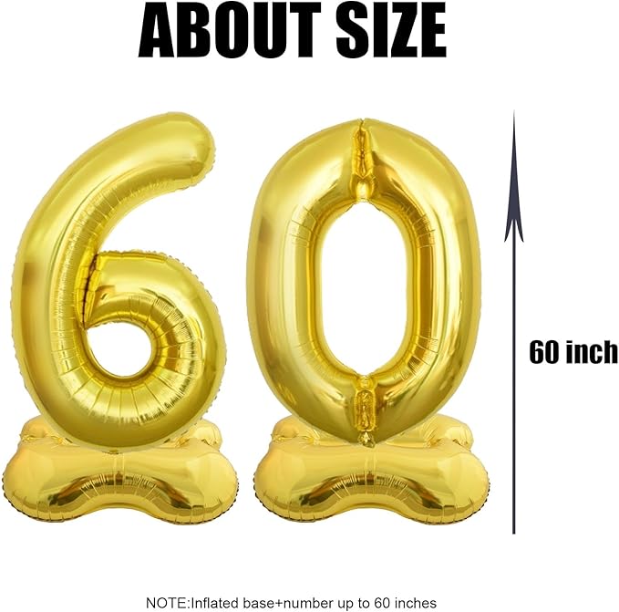 65 Inch Giant gold Foil Number Balloon,Old Children's Birthday Party Helium Balloon Wedding And Celebration Themed Party Decoration Supplies (3 Plus)