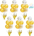 6 Set Gold Table Centerpiece Balloons Stand Kit with Gold and Confetti Balloons for Birthday Party Graduation Baby Shower Wedding Bridal Shower Prom Table Decorations