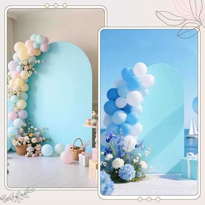Ledido Wedding Arch Backdrop Cover 6FT 7.2FT Arch Covers 2Set Fitted Stretchy Spandex Round Top Stand Backdrop Cover for Wedding Banquet Ceremony Birthday Party Baby Shower Event Decoration,Light Blue