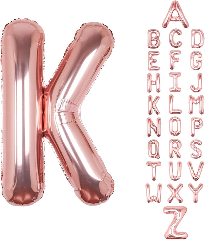 Letter Balloons 40Inch Large Giant big Foil Mylar Rose Gold Balloons K for Birthday Party Decorations
