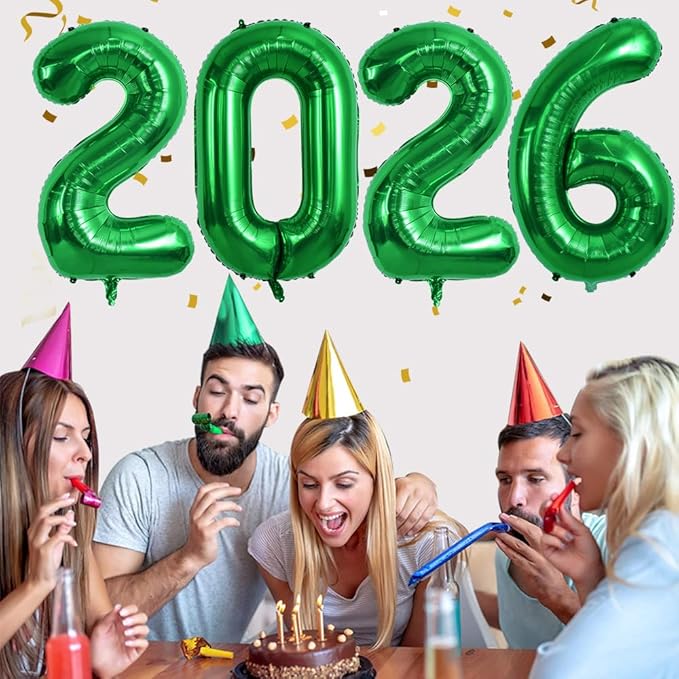 TONIFUL 2026 Graduation Balloons 42Inch Dark Green 2026 Number Balloons Aluminum Foil Mylar Balloons for New Year Eve Graduation Decorations Class of 2026 Anniversary 2026 Grad Party Supplies