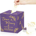 Pajean 50 Pcs Share a Memory Cards for Collections of Life, Memory Cards Box for Guest Ideas Funeral Graduation Wedding Bridal Shower Birthday Anniversary Retirement(Purple,Gold,Trendy)