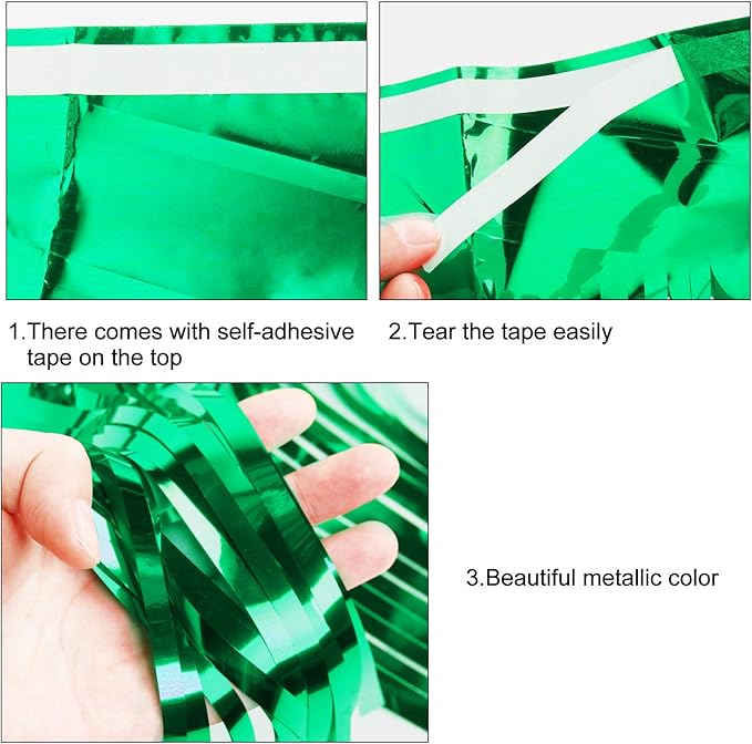 WILLBOND 4 Packs 40 Feet Fringe Garland Foil Fringe Garland Metallic Tinsel Foil St. Patrick's Day Hanging Banner for Wedding Birthday Parties Holiday Decorations Graduation