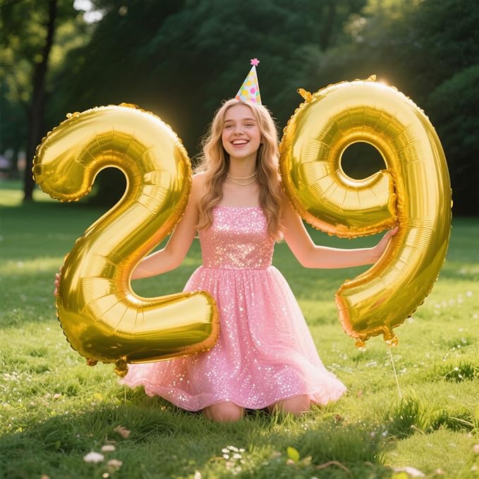 40 Inch Gold Balloon Number 29 Balloon,Jumbo Mylar Foil Helium Balloon for 29 Birthday Digital Balloons for Birthday Party,Wedding Anniversary Party Decorations