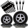 96 Pcs Race Car Party Plates and Napkins Sets, Racing Car Race Track Party Supplies Decorations Racing Sports Themed Dinnerware for Boys Birthday Baby Shower Home Decor, Serves 24