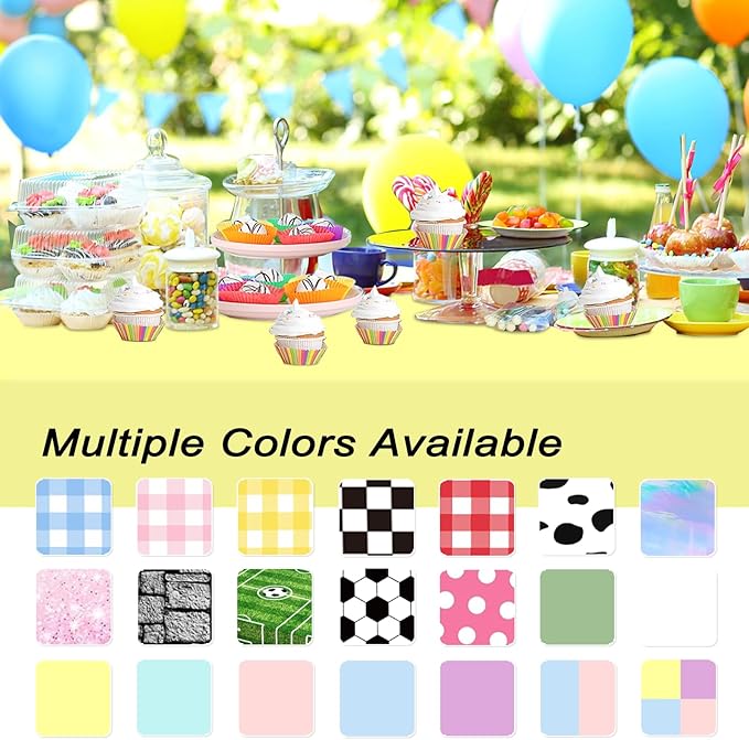 WNINK 2 Pack Light Yellow Rectangular Plastic Tablecloths, Yellow Disposable Table Covers 54" x 108" for Birthday, Bridal Shower, Engagement Wedding, Picnic Parties and 8 ft Table Use