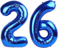 Number 26 Balloon Dark Blue, Foil Happy 26th Birthday Balloon for Men & Women,40 Inch Large Balloons for 2 6 26 62 2026 Wedding Marriage Proposal Engagement Decorations