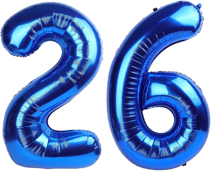 Navy Blue Number 26 Balloon 40 inch, 26 Number Balloons, 26th Navy Blue Birthday Decorations, 26 Year Old Women Men Blue Party Supplies
