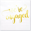 WRAPAHOLIC 50Pcs Gold We're Engaged Napkins - 3 Ply Disposable Paper Luncheon Napkin for Tableware Party Supplies - 6.5 x 6.5 In