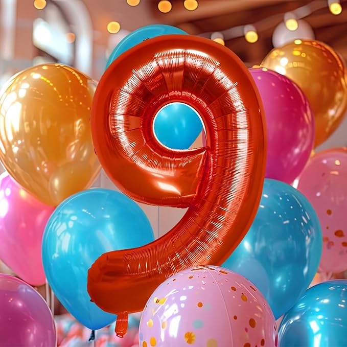 40 Inch Large Red Number Celebration and Decoration Balloon for Birthday Parties, Graduations, Anniversaries, Weddings, Photo Shoots, Special Events - Helium Foil Mylar (Red Number 9)
