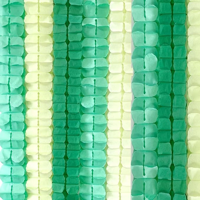 10PCS Four Leaf Clover Paper Flowers Garland Decorations Four Leaf Clover Paper Banner Tissue Paper Streamers Reusable Hanging Garland for Birthday Wedding Party Backdrop Home Decor(Green Pack)