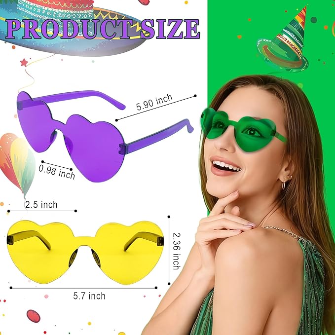 Heart Sunglasses 12/18/24 Pcs Heart Shaped Glasses for Women Cute Funny Party Glasses Party Favors Accessories