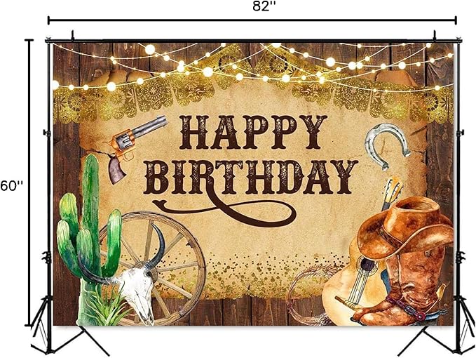 Mocsicka Western Backdrop Western Party Decorations Wild West Rodeo Cowboy Background Brown for Boys Birthday Party Supplies Banner for Photography (8x6ft(96x72 inch))
