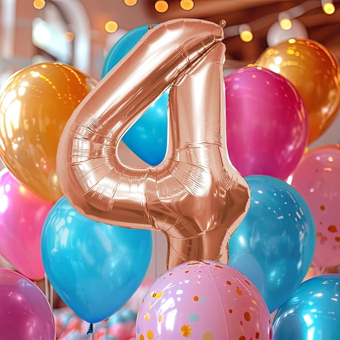 40 Inch Large Rose Gold Number Celebration and Decoration Balloon for Birthday Parties, Graduations, Anniversaries, Weddings, Photo Shoots, Special Events (Rose Gold Number 4)