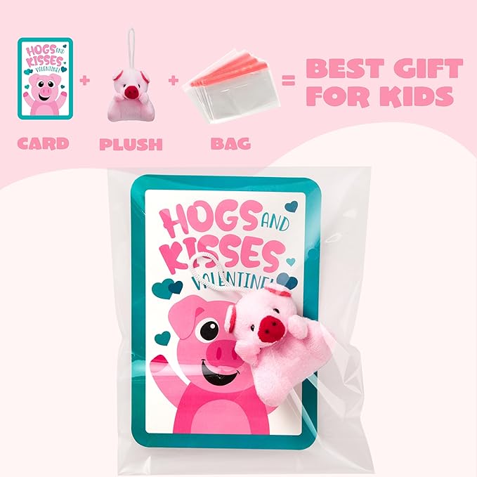 JOYIN 30 Packs Valentine's Day Gifts Cards with Plush Toy for Kids, Valentine's Plush Keychain Toy for Classroom Exchange Cards and Party Favor, Greeting Gifts, Game Prizes