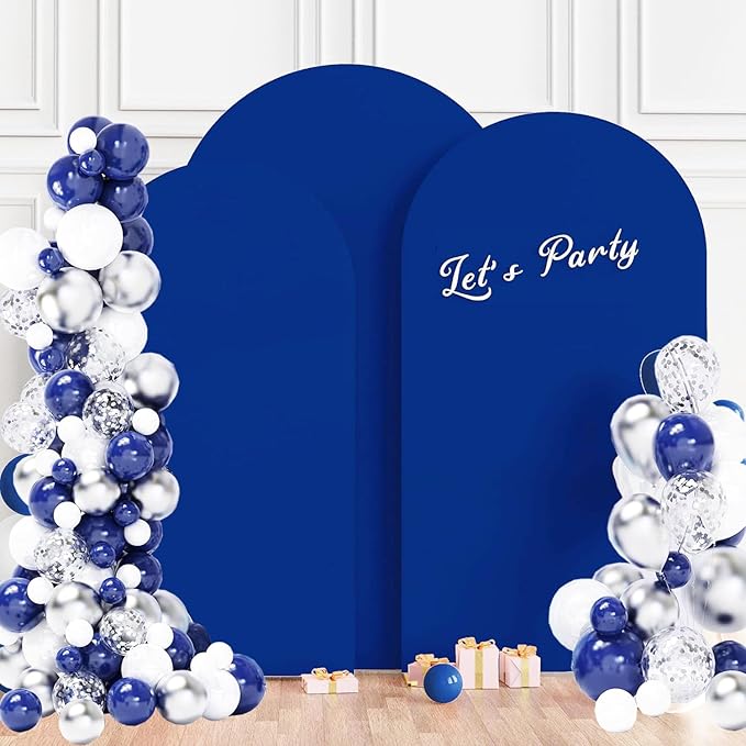 Wedding Arch Cover (7.2FT, 6.6FT, 6FT) Set of 3 Arch Backdrop Spandex Cover for Birthday Party Baby Shower Ceremony Banquet Decoration (Royal Blue, 7.2FT,6.6FT,6FT)