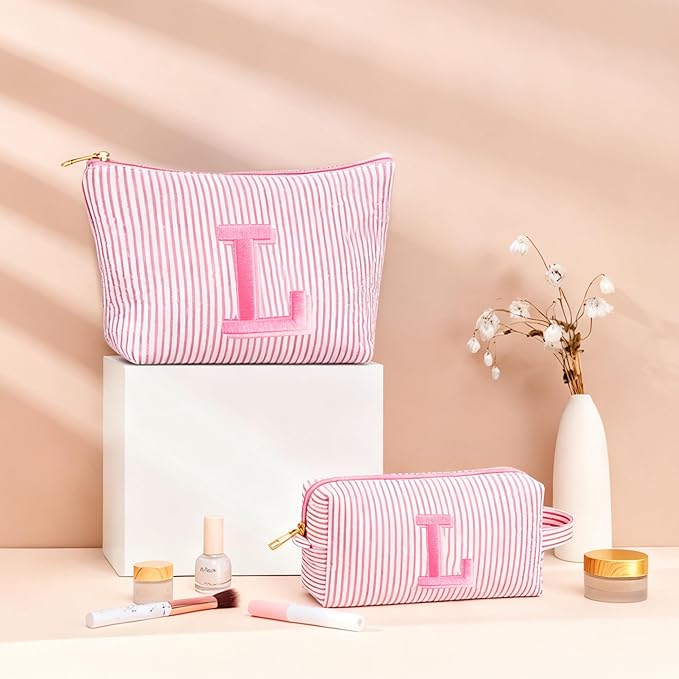 Stocking Stuffers for Teen Girls Gifts Trendy Stuff, 2025 Christmas Gifts Cute Makeup Bag, 6-12 Year Old Girl Birthday Gift, Personalized Christmas Stocking Stuffers for Girls, Blue Letter M