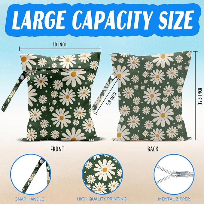 Beach Essentials, Wet Bag for Swimsuit Dirty Clothes Yoga Gym Diaper, Wet Dry Bag, Beach Vacation Essential for Travel Poor Bathing Summer Flower Gifts