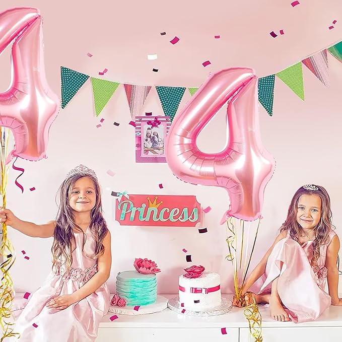 Number Balloons Pink Party Balloon - Giant Number 4 Balloon, 40 Inch Large Balloon, Birthday Decorations for Women, Birthday Balloon for Anniversary Baby Shower Princess Party Decorations