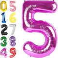 Balloons Number 5 40 Inch, 5 Birthday Balloon for Boys And Girls, Rose Purple Numbers Balloon for 5, 15, 25, 50 Birthday Party Decoration, Anniversary, Wedding, Single Supplies