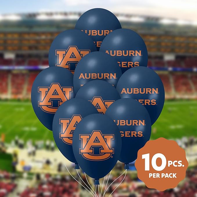 Auburn Tigers Balloons 10 Pack 11" Official Licensed Logos, Helium Quality Latex Balloons, Perfect for College Football Team Celebration, Decorated Front and Back by Westrick
