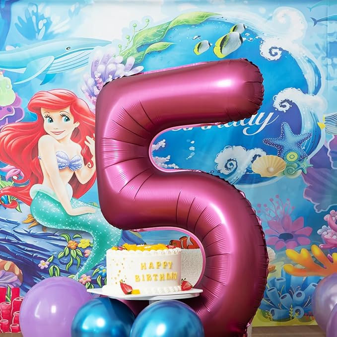 Number 6 Balloons 40 Inch Wine Red Burgundy Foil Helium Large Balloons for Birthday Party Anniversary Decorations（Digital 6）