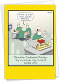 NobleWorks - 1 Hilarious Greeting Card for Birthday - Funny Birthday Cartoon, Comic Notecard - Obsessive Compression Disorder C4855BDG