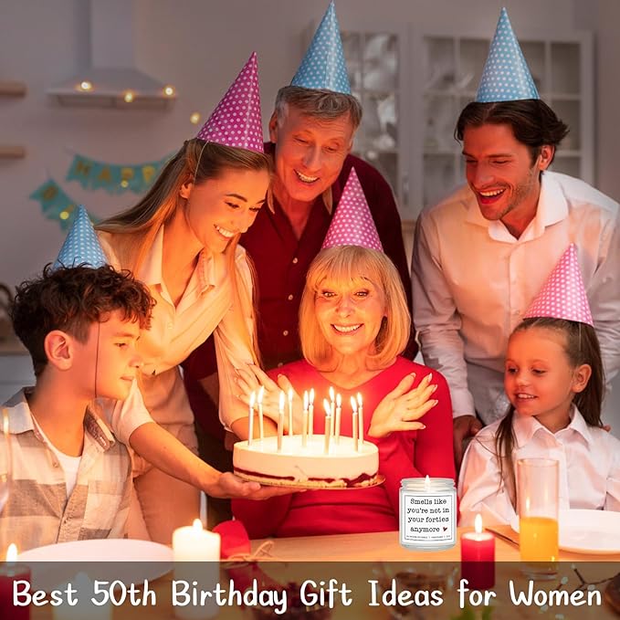 50th Birthday Gifts for Her Him, 50th Birthday Decorations Gifts for Women Men, 50 Year Old Birthdays, Lavender Scented Candle, 7oz