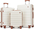 Hulsin Luggage Sets Clearance 3 Piece Hardside Suitcase with Wheels, 20/24/28 inch Rolling Luggage Set for Women, Hard Shell Travel Suitcases with TSA Lock (White, 3PCS)
