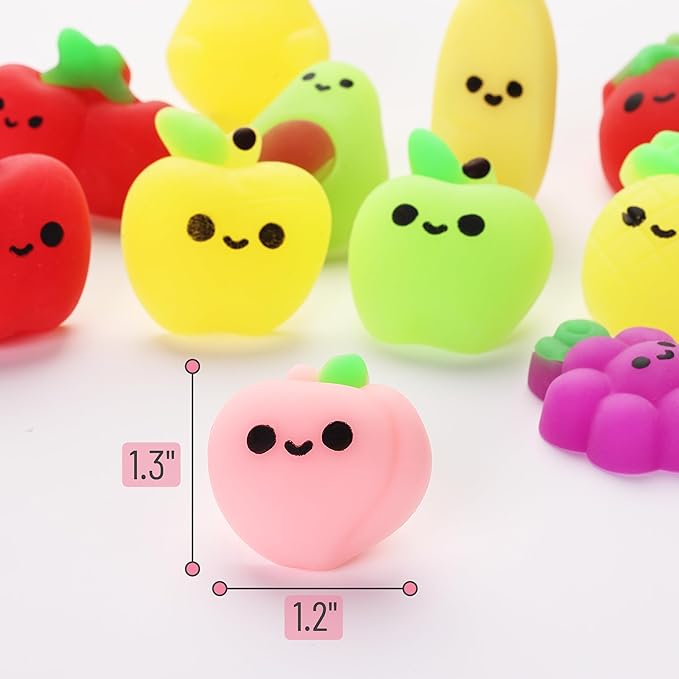 Mr. Pen- Fruit Squishy Toys, 12 Pack, Washable Twistable Stretchy Squishies, Soft Stress Relief Sensory Toys for Squeezing, Kids’ Gifts, Party Favors & Classroom Rewards, Easter Egg Fillers