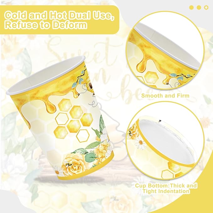 120PCS Classic Winnie Bear Party Supplies for Girls Baby Shower Kids Spring Sweet as Can Bee Neutral Themed Decorations Plates Napkin Cups Tableware Set for 20 Guests