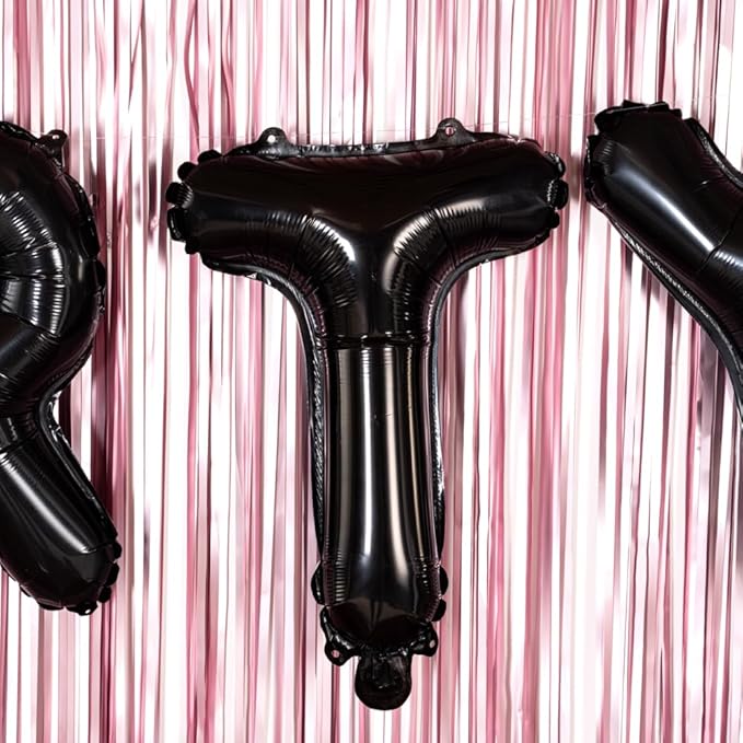Restaurantware-Balloonify 16 Inch Letter Balloon, 1 Alphabet Party Balloon - Letter T, Self-Sealing, Black Foil Mylar Finish, Hanging Loop, Decoration For Birthday, Wedding, Or Graduation